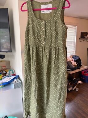 notPERFECTLINEN Olive Green Sleeveless Button-Front Maxi Dress